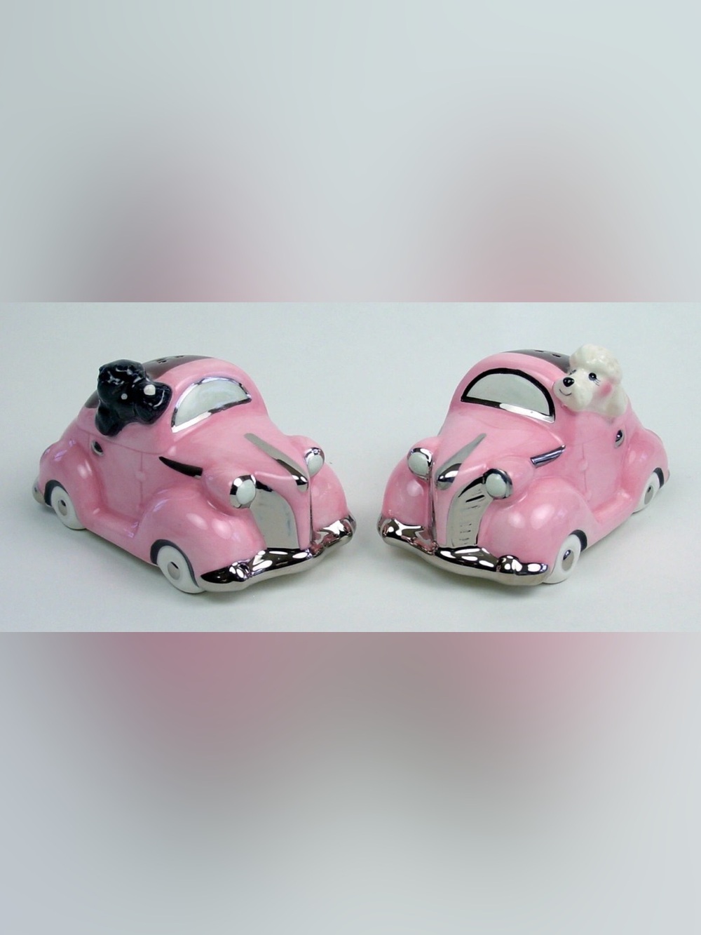 NEW** Shabby Chic, Pink Ceramic Vintage-Style Car, Salt and Pepper Set